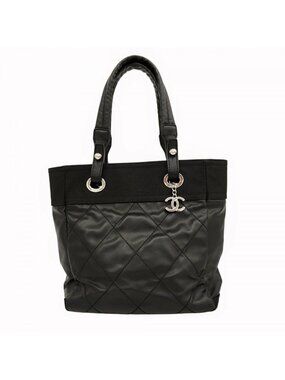 Chanel Tote Paris Biarritz Leather Black Silver